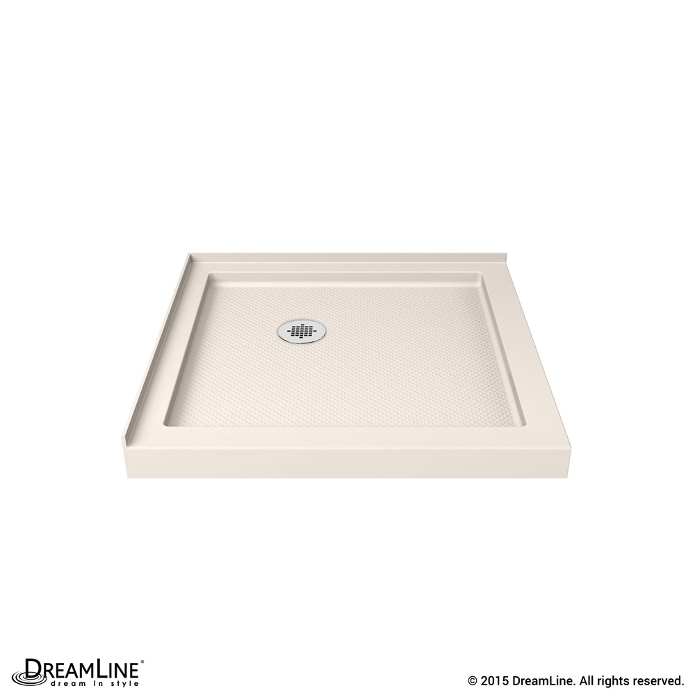 bath authority dreamline slimline double threshold shower base (32" by 32") - biscuit