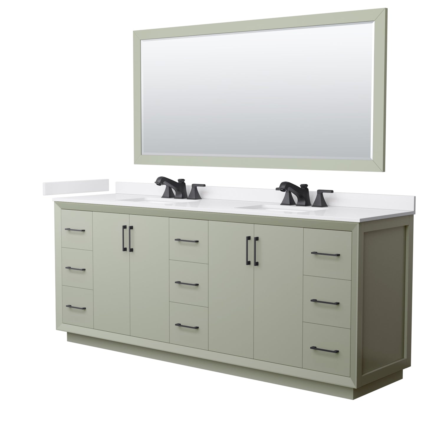 Strada Bathroom Vanity with Countertop 84 inch Double Sink 3-hole Faucet Setup