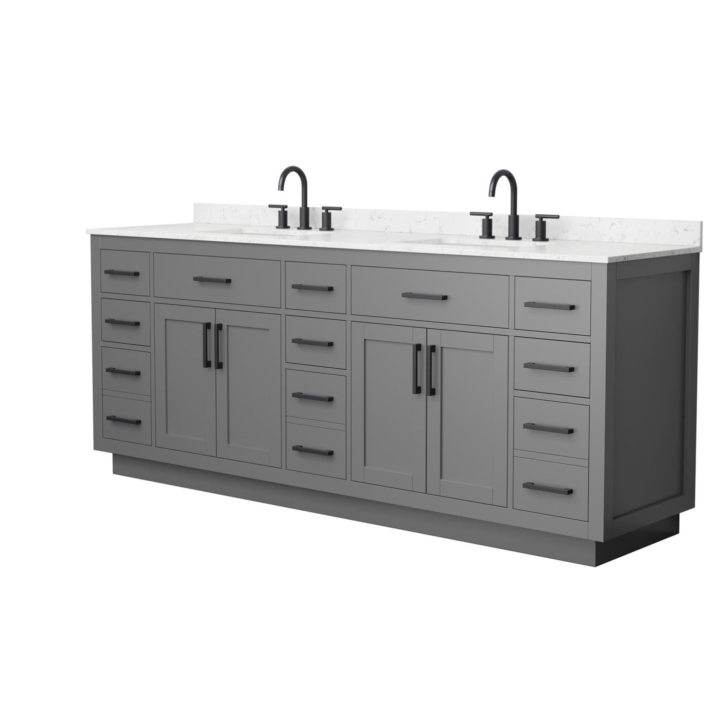 Beckett TK Bathroom Vanity with Countertop 84 inch Double Sink 3-hole Faucet Setup