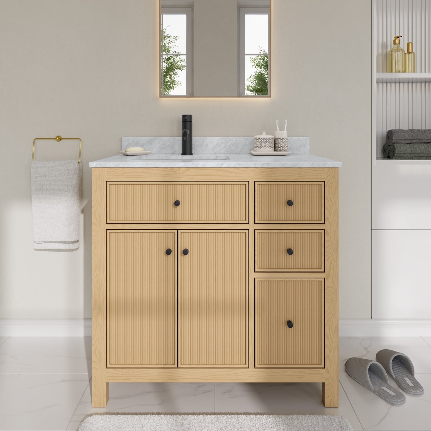 Pendry Bathroom Vanity with Countertop 36 inch Single Sink Single hole Faucet Setup