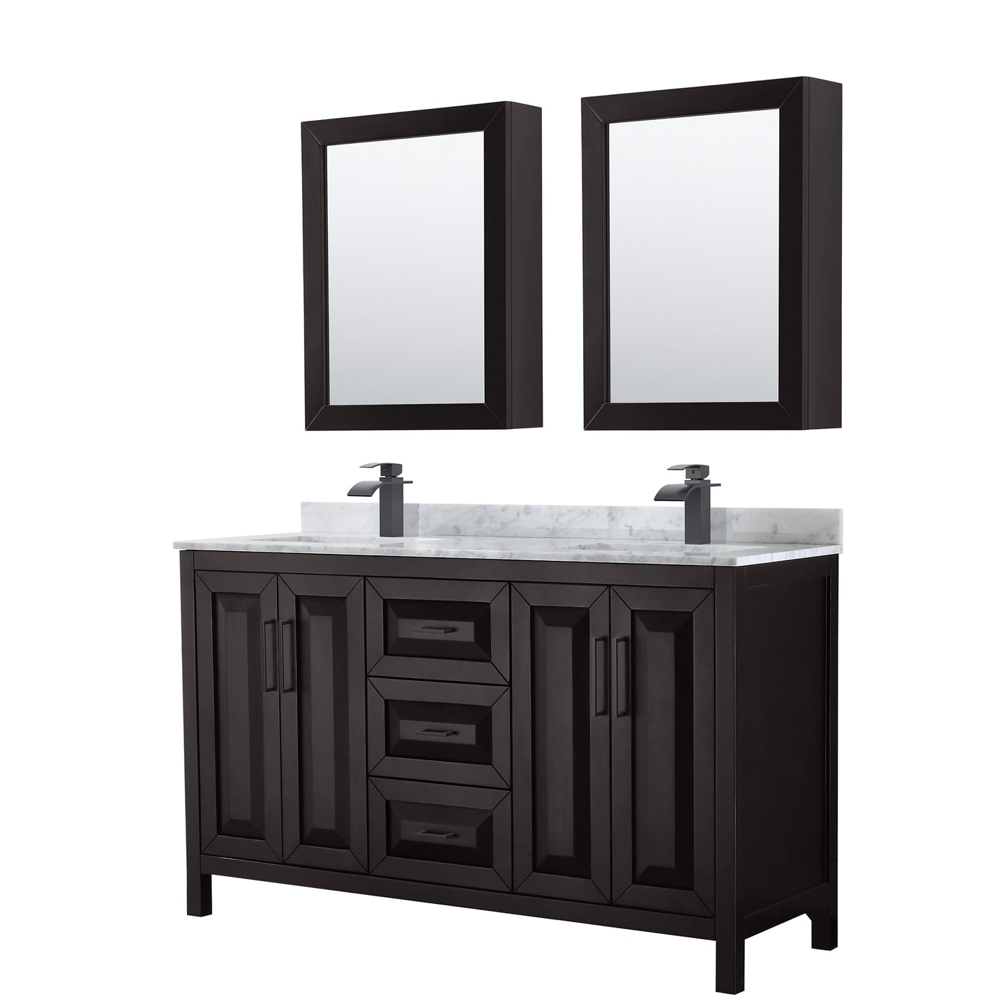 Daria Bathroom Vanity with Countertop 60 inch Double Sink Single hole Faucet Setup