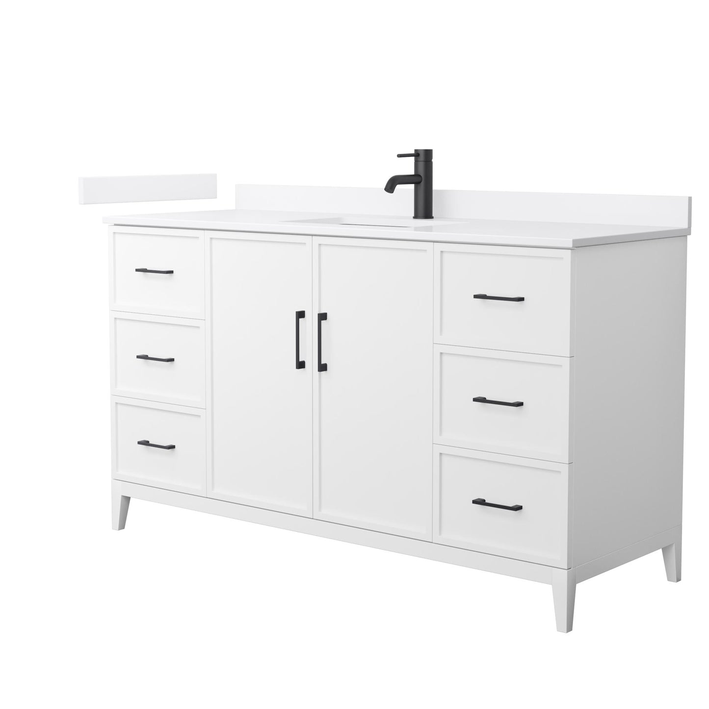 Elan Bathroom Vanity with Countertop 60 inch Single Sink Single hole Faucet Setup