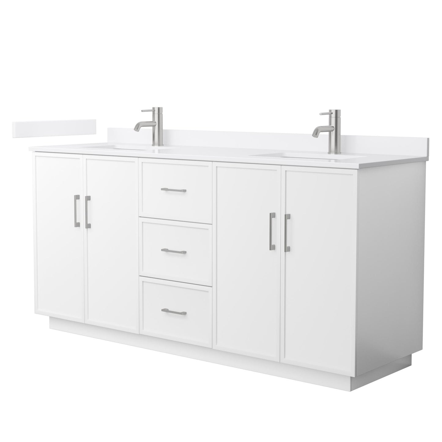 Elan TK Bathroom Vanity with Countertop 72 inch Double Sink Single hole Faucet Setup