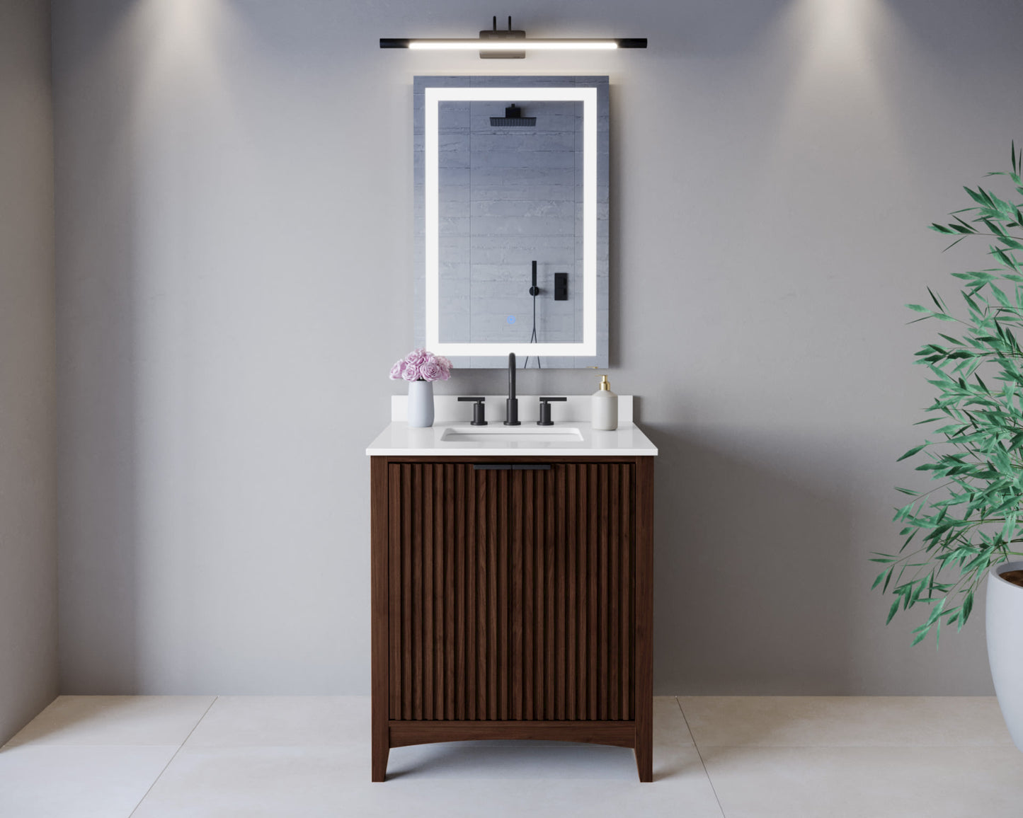 Palmilla Bathroom Vanity with Countertop 30 inch Single Sink 3-hole Faucet Setup