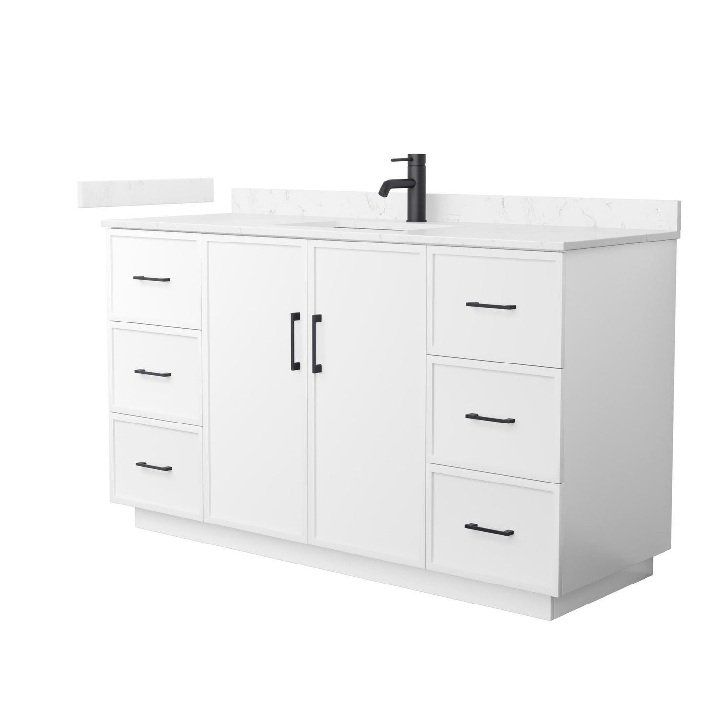 Elan TK Bathroom Vanity with Countertop 60 inch Single Sink Single hole Faucet Setup
