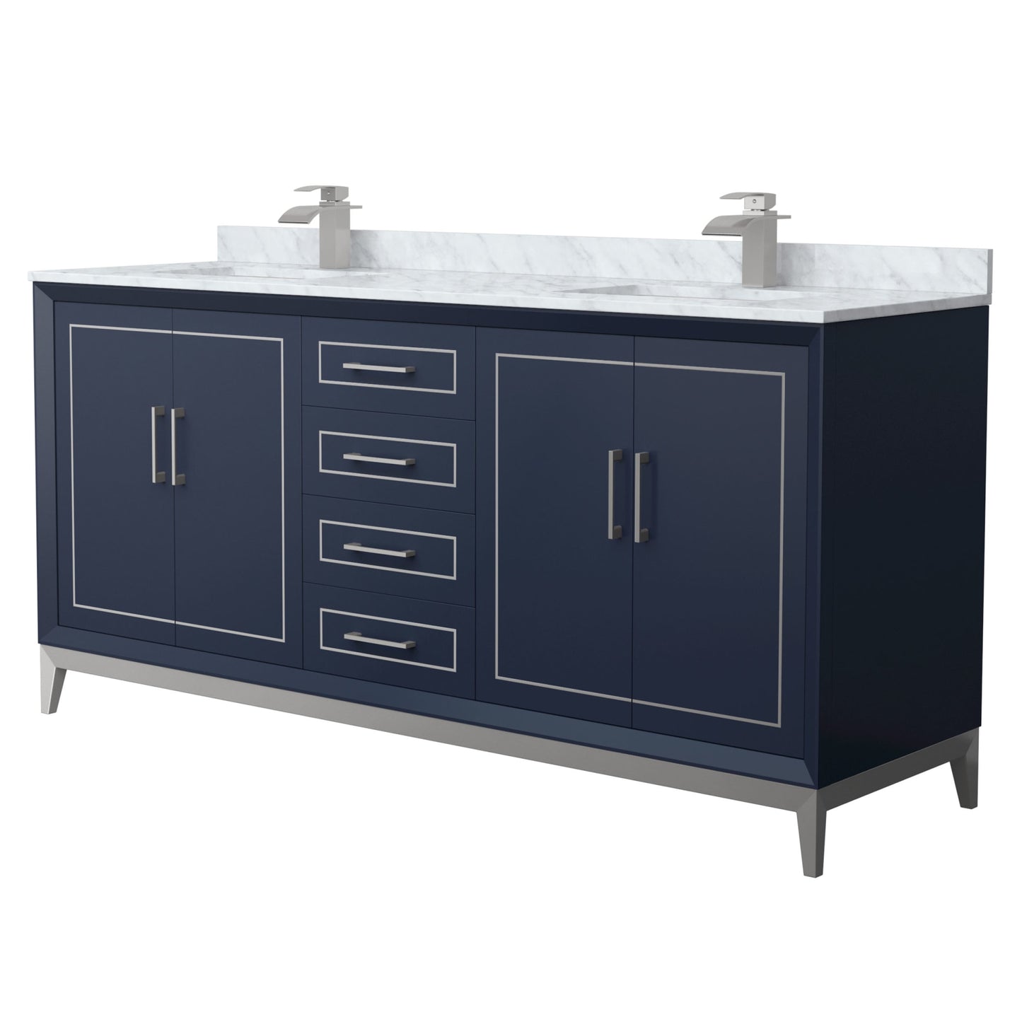 Marlena Bathroom Vanity with Countertop 72 inch Double Sink Single hole Faucet Setup