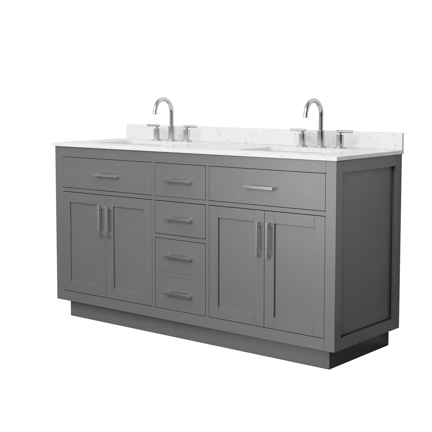 Beckett TK Bathroom Vanity with Countertop 66 inch Double Sink 3-hole Faucet Setup