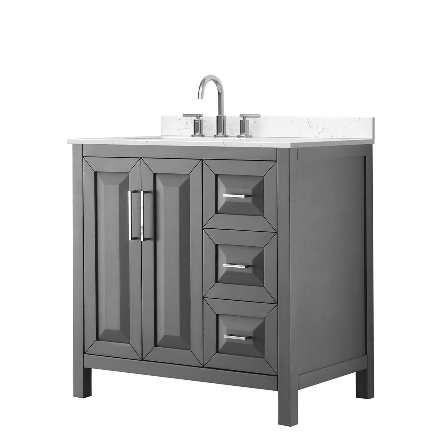 Daria Bathroom Vanity with Countertop 36 inch Single Sink 3-hole Faucet Setup