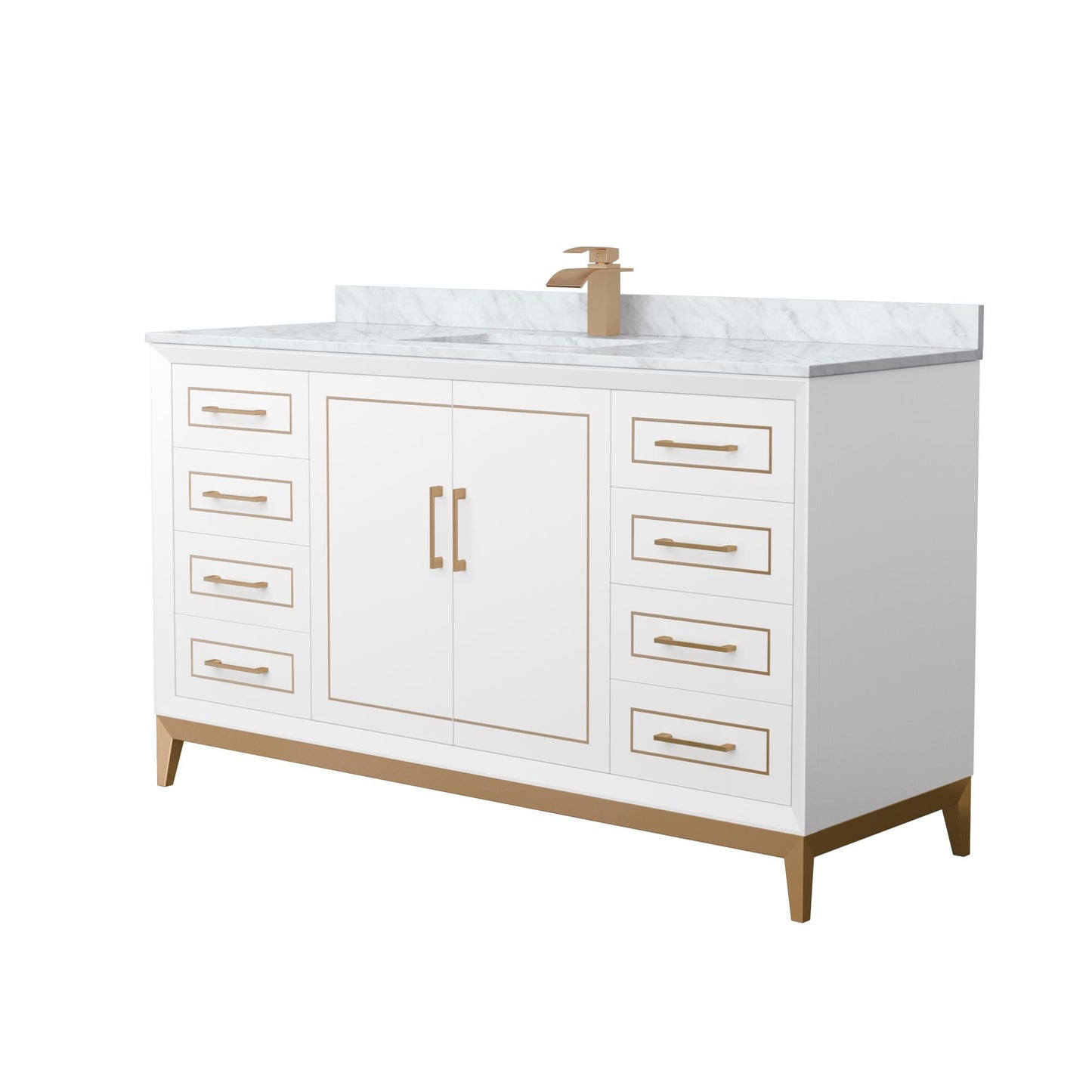 Marlena Bathroom Vanity with Countertop 60 inch Single Sink Single hole Faucet Setup