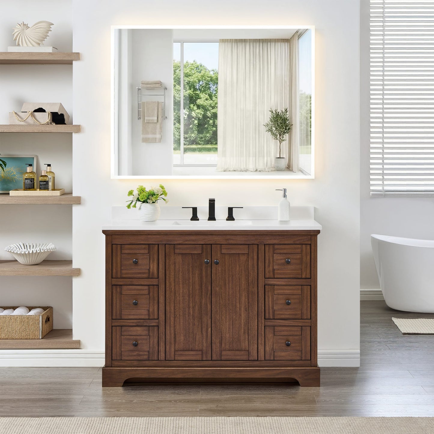 Avery Bathroom Vanity with Countertop 48 inch Single Sink 3-hole Faucet Setup