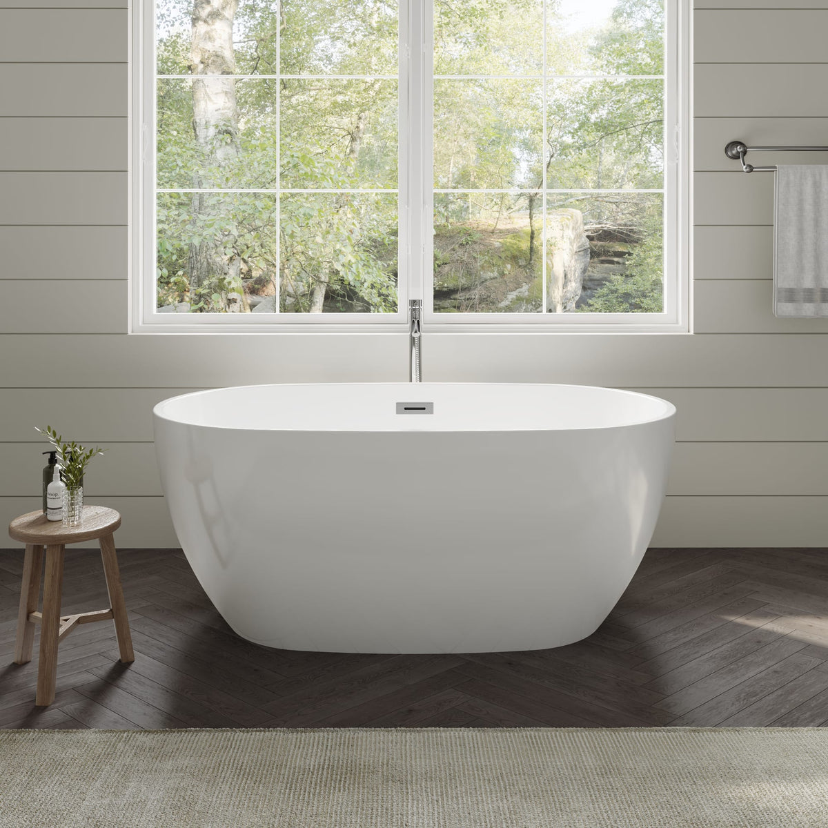 Juno Freestanding Acrylic Bathtub With Faucet 55 inch