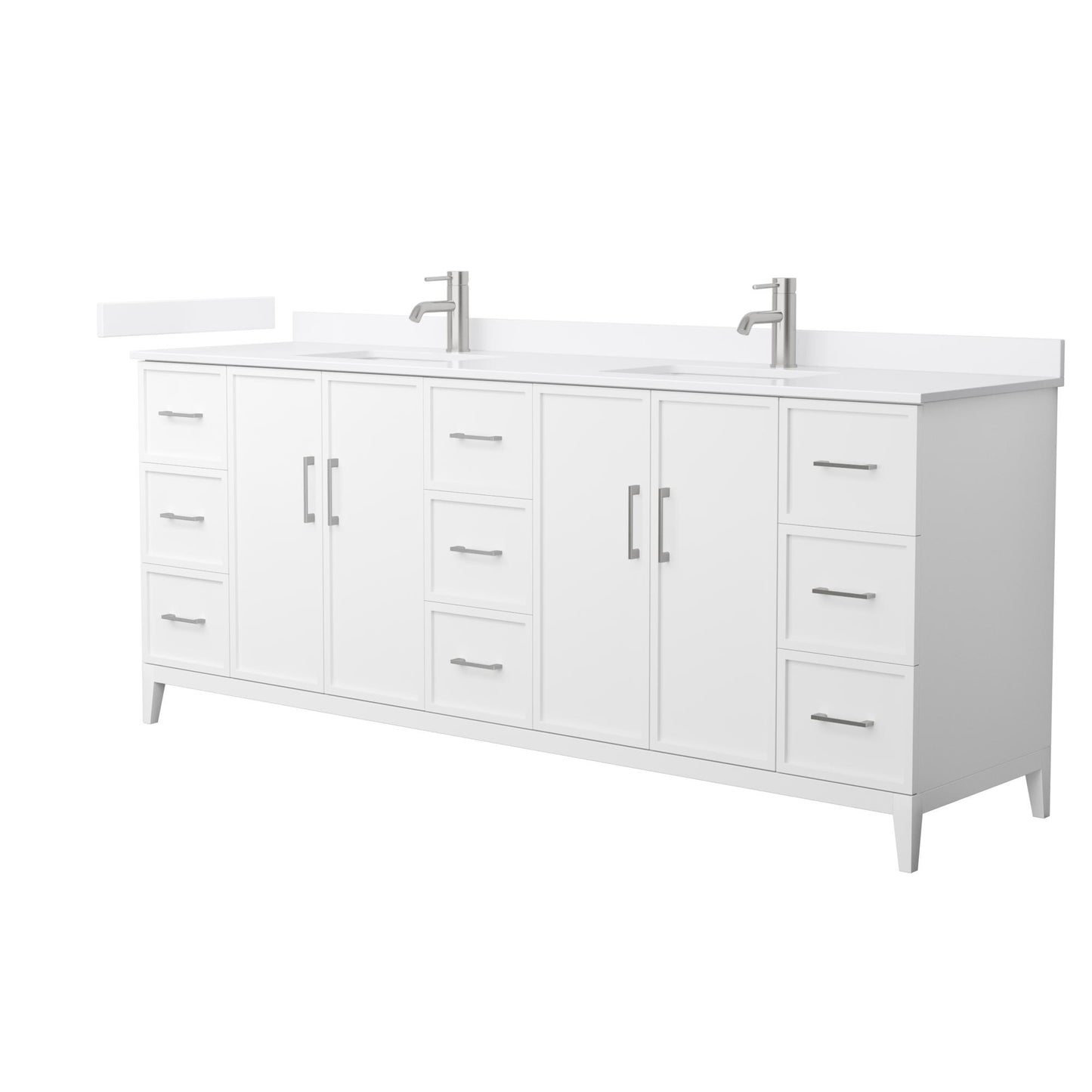 Elan Bathroom Vanity with Countertop 84 inch Double Sink Single hole Faucet Setup