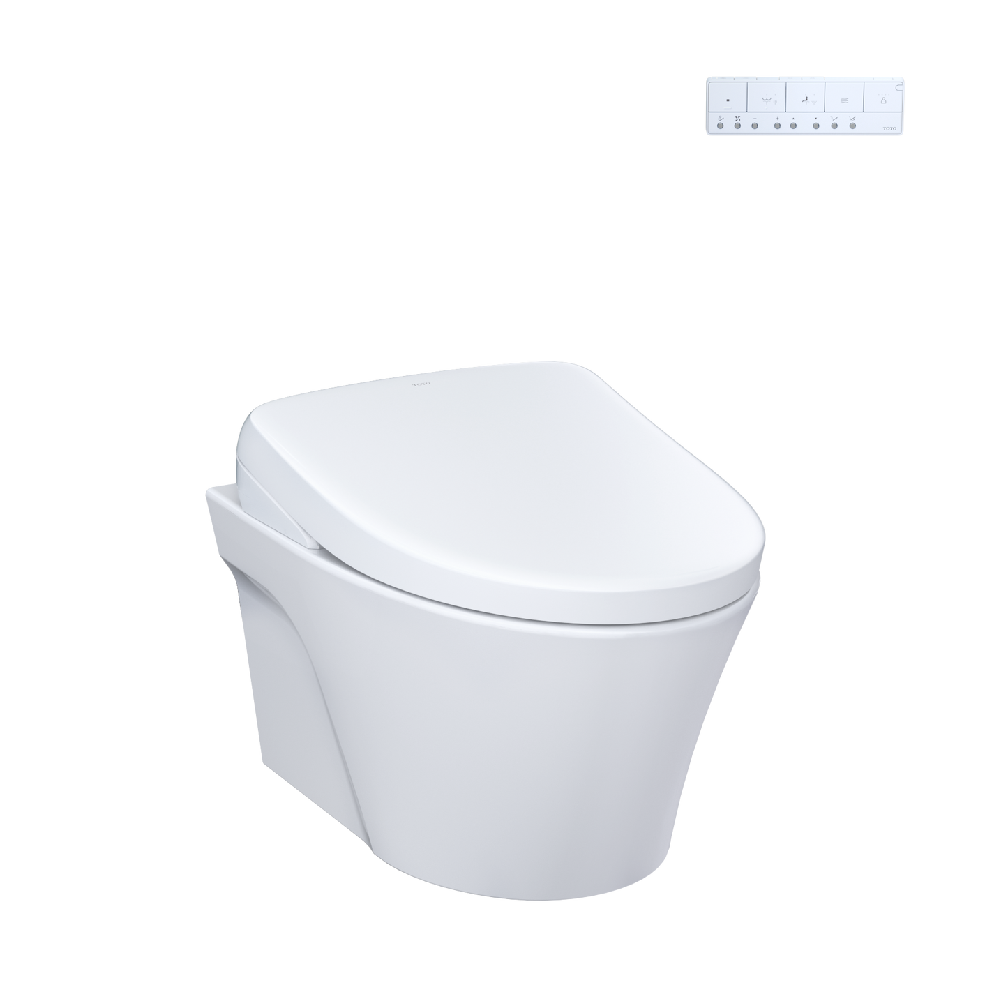 Toto Washlet+ Ap Wall-Hung Elongated Toilet With S7A Contemporary Bidet Seat And Duofit In-Wall 0.9 And 1.28 Gpf Auto Dual-Flush Tank System