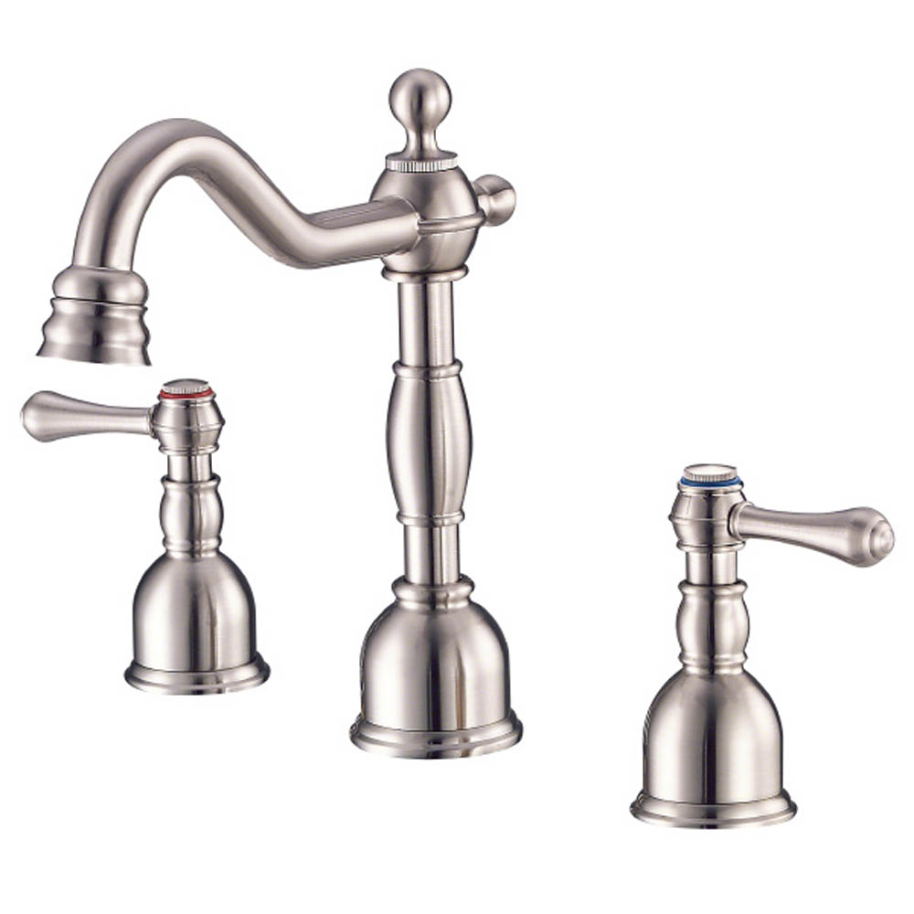 danze opulence 2h mini-widespread lavatory faucet w/ metal touch down drain 1.2gpm - polished nickel