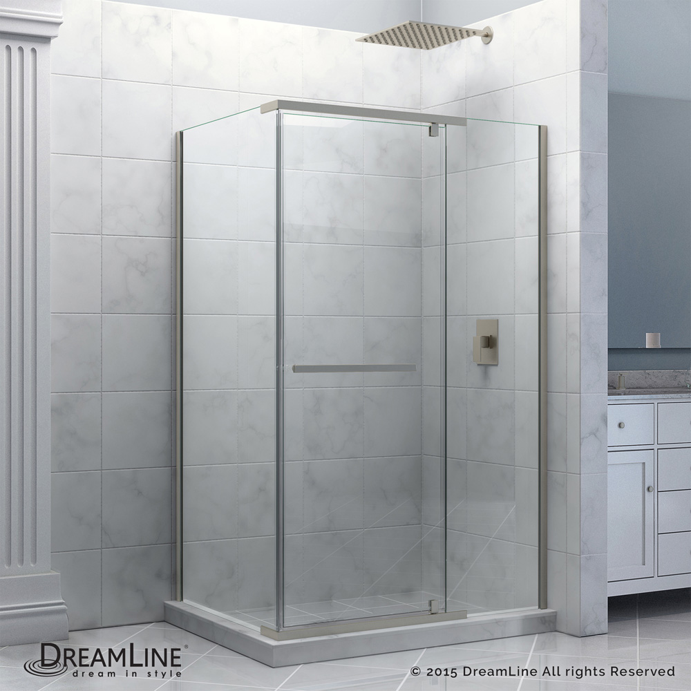 bath authority dreamline quatra frameless pivot shower enclosure (34-5/16" by 46-5/16")