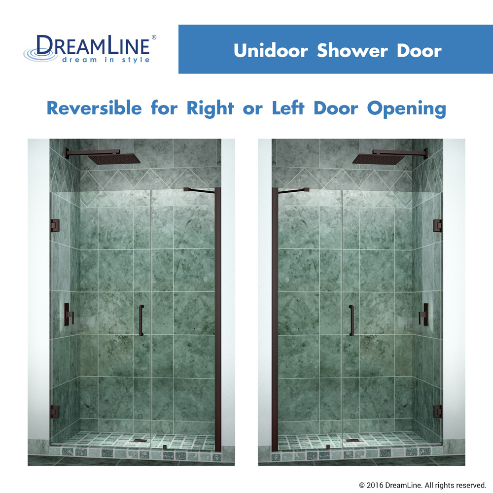 bath authority dreamline unidoor 35 in. - 43 in. frameless hinged shower door