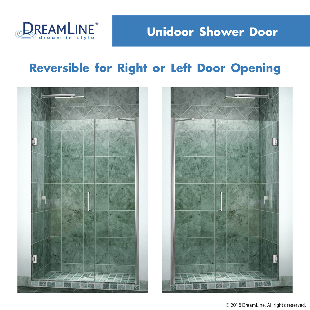 bath authority dreamline unidoor 35 in. - 43 in. frameless hinged shower door
