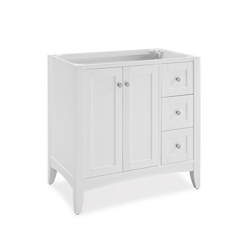 fairmont designs shaker americana 36" vanity drawer-right for integrated top - polar white