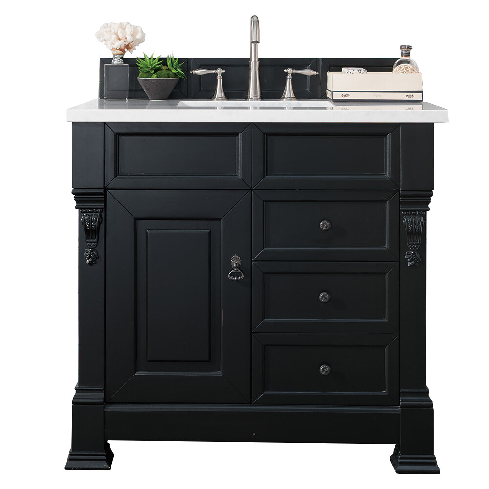 James Martin 36" Brookfield Single Vanity with drawers - Antique Black 147-114-5536