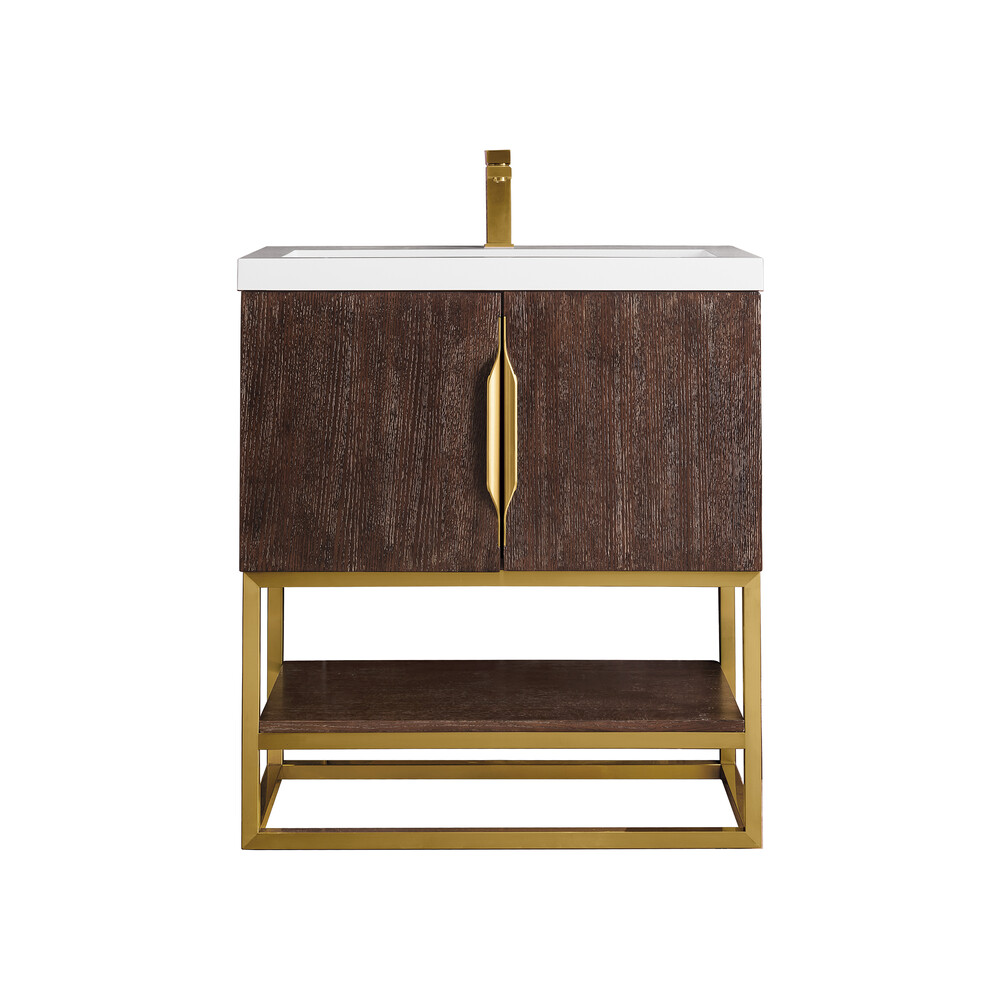 James Martin Columbia 31.5" Single Vanity Cabinet, Coffee Oak, Radiant Gold 388-V31.5-CFO-RGD