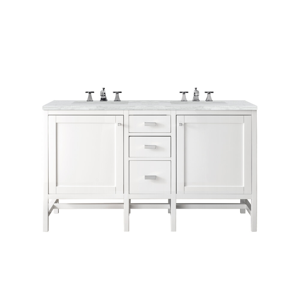 James Martin Addison 60" Double Vanity Cabinet, Glossy White E444-V60D-GW