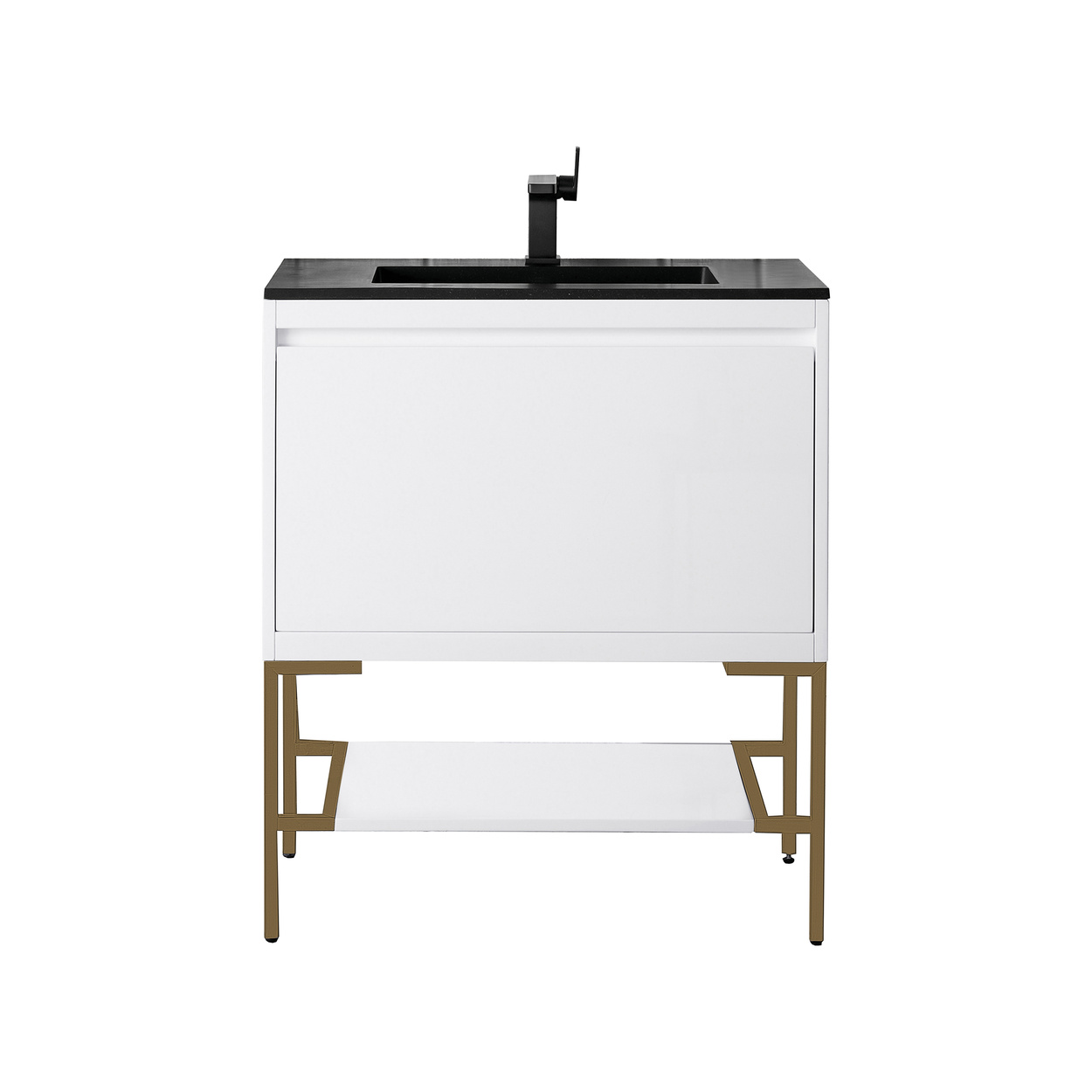 James Martin Milan 31.5" Single Vanity Cabinet, Glossy White, Radiant Gold 801V31.5GWRGD