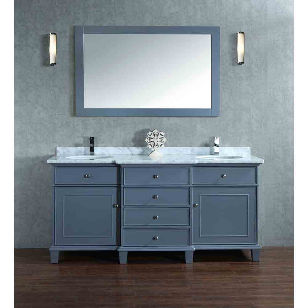 stufurhome cadence grey 60" double sink bathroom vanity with mirror - grey