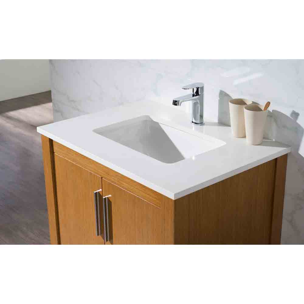 stufurhome windsor 31" single sink bathroom vanity with white quartz top - natural wood