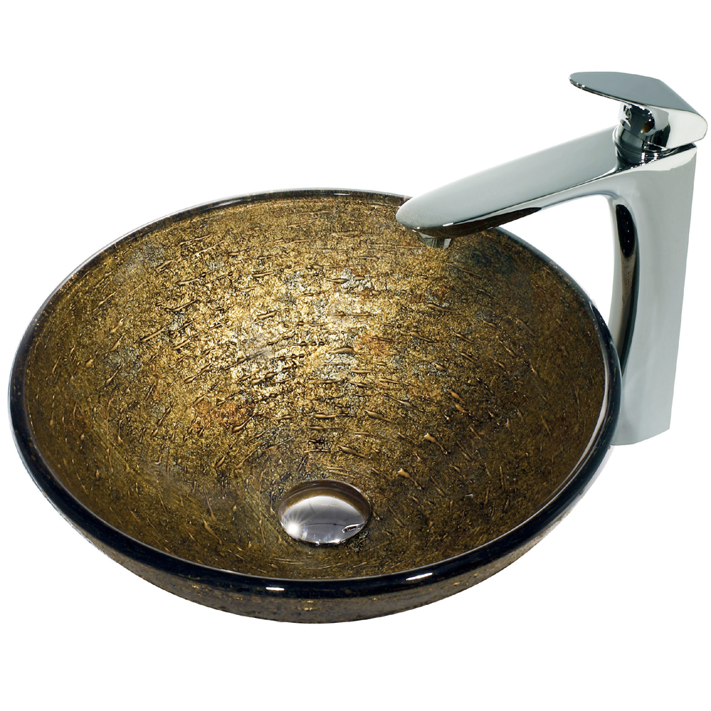 vigo textured copper vessel sink and erasma faucet set in chrome