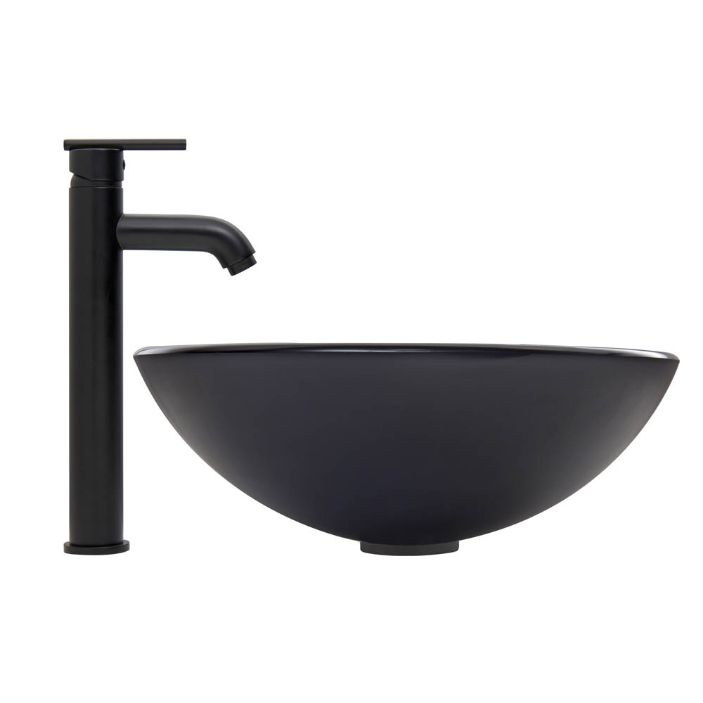 vigo sheer black frost glass vessel sink and seville faucet set