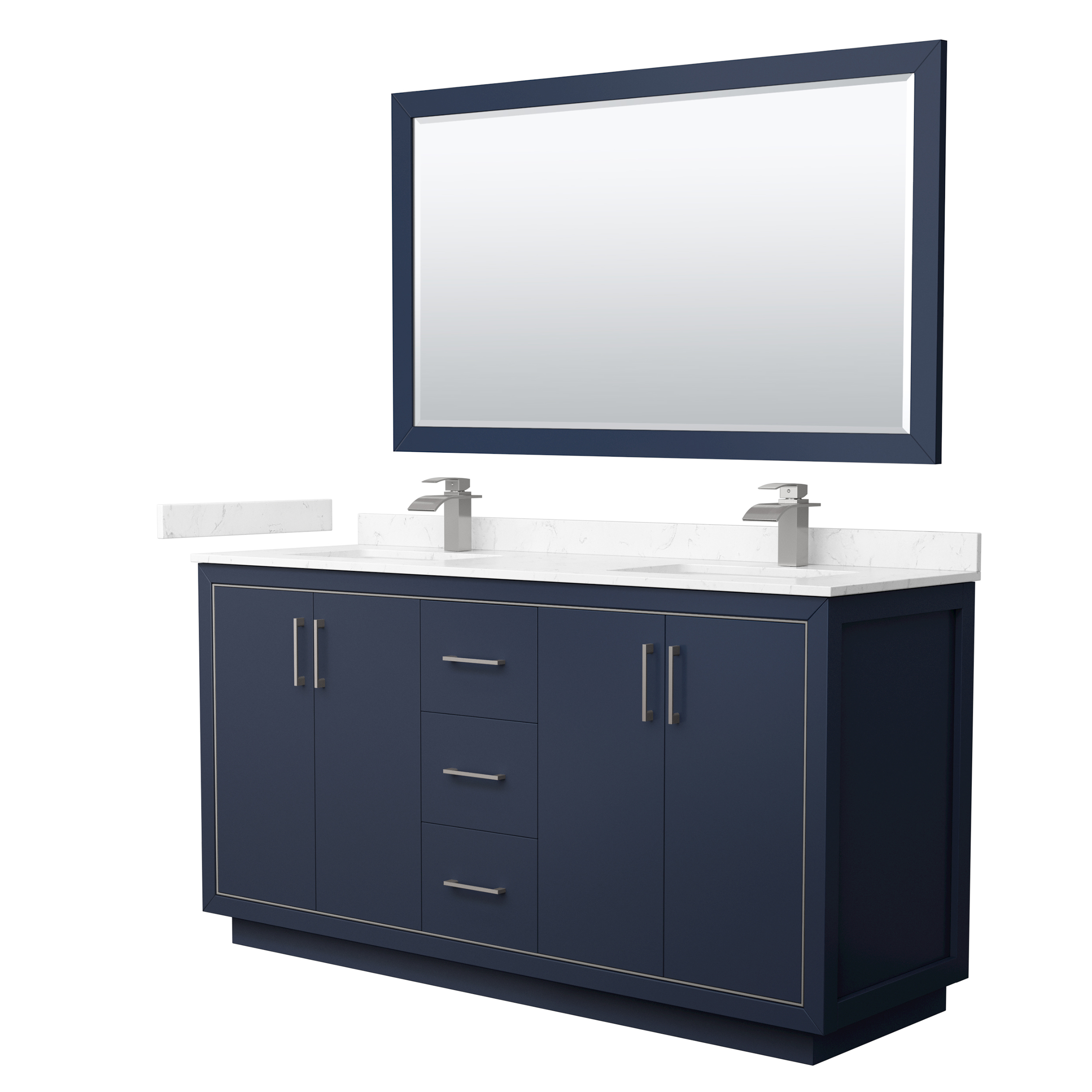 Icon 66" Double Vanity with optional Cultured Marble Counter - Dark Blue WC-1111-66-DBL-VAN-BLU--COPY