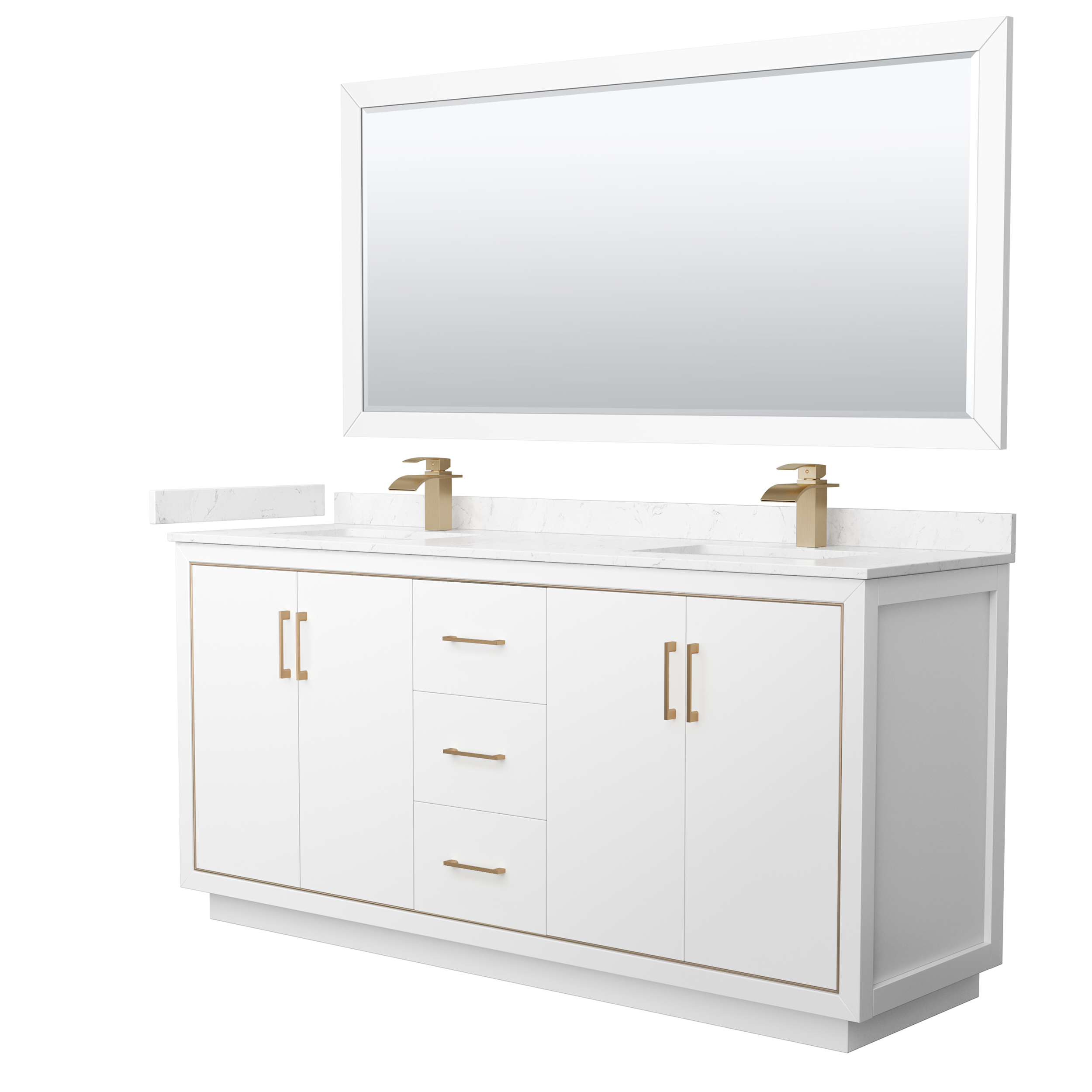 Icon 72" Double Vanity with optional Cultured Marble Counter - White WC-1111-72-DBL-VAN-WHT-