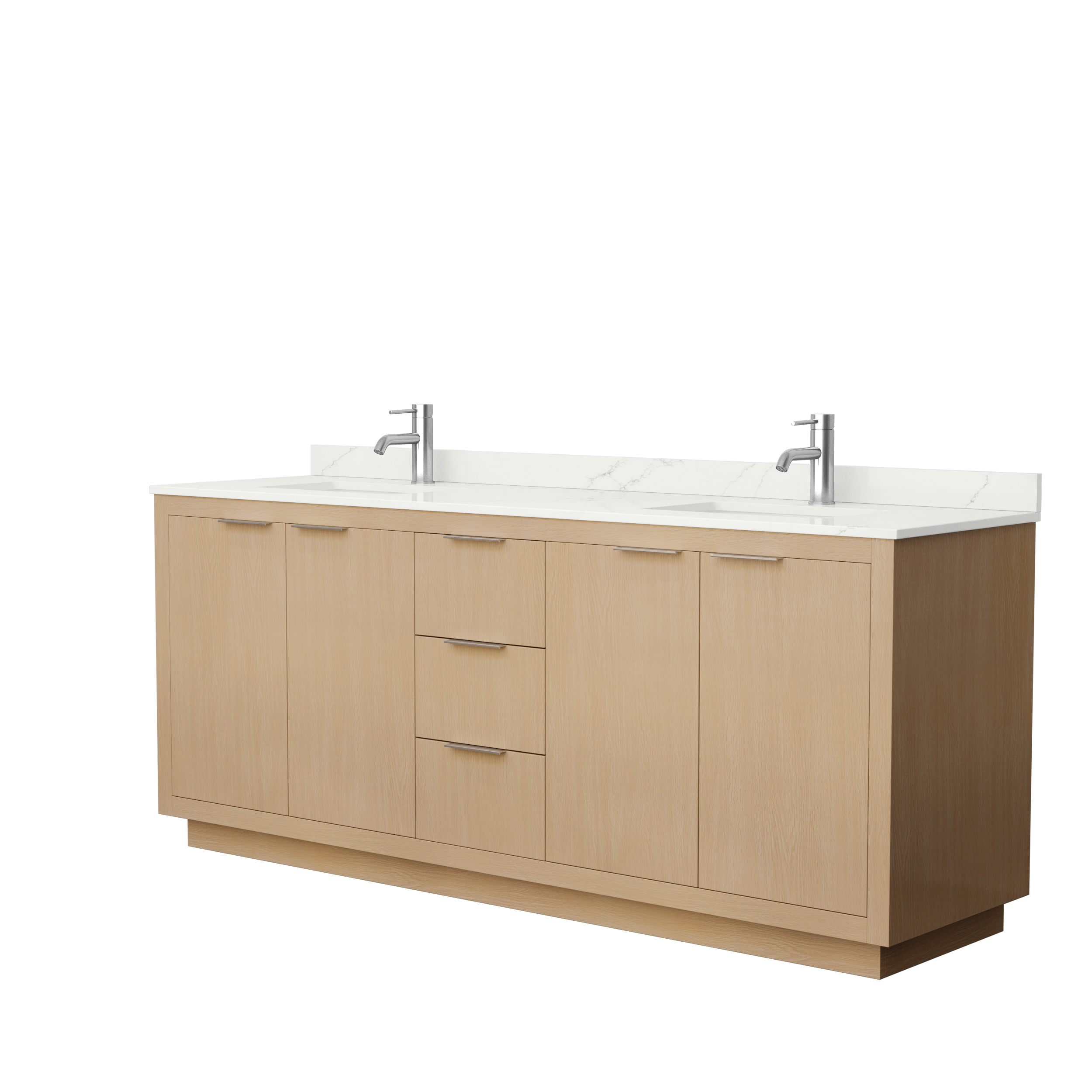 Maroni 80" Double Vanity with optional Quartz or Carrara Marble Counter - Light Straw WC-2828-80-DBL-VAN-LST--