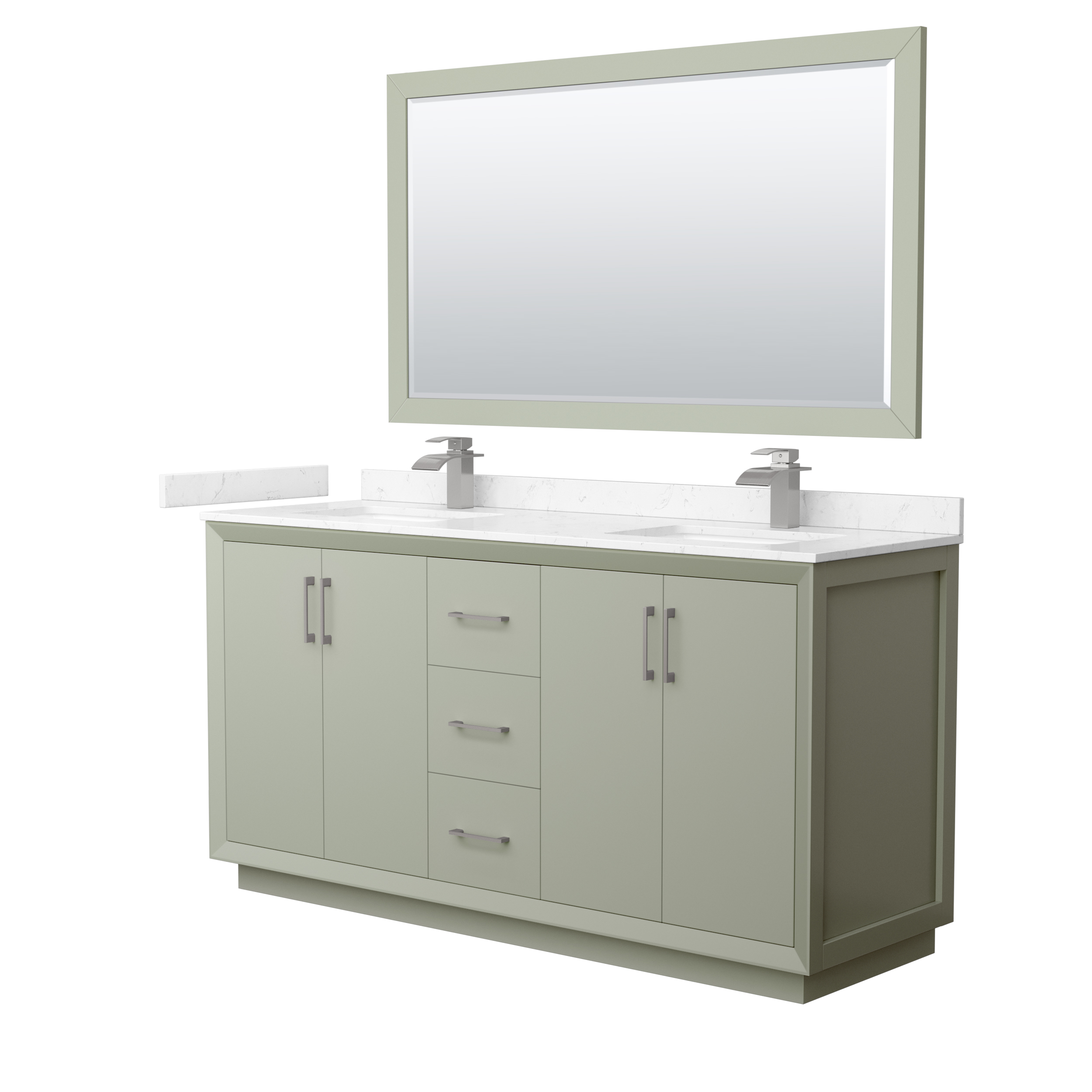 Strada 66" Double Vanity with optional Cultured Marble Counter - Light Green WC-4141-66-DBL-VAN-LGN-
