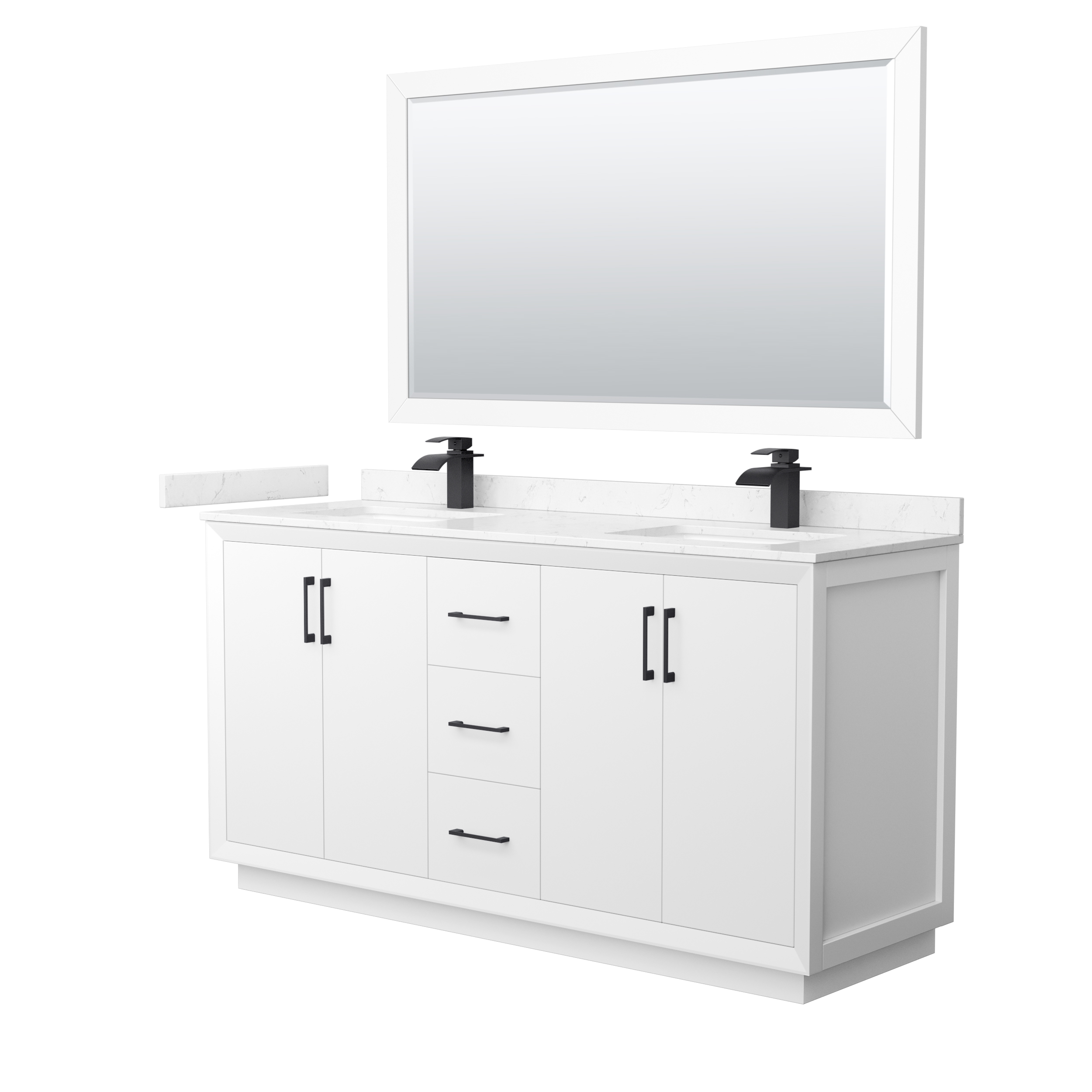 Strada 66" Double Vanity with optional Cultured Marble Counter - White WC-4141-66-DBL-VAN-WHT-
