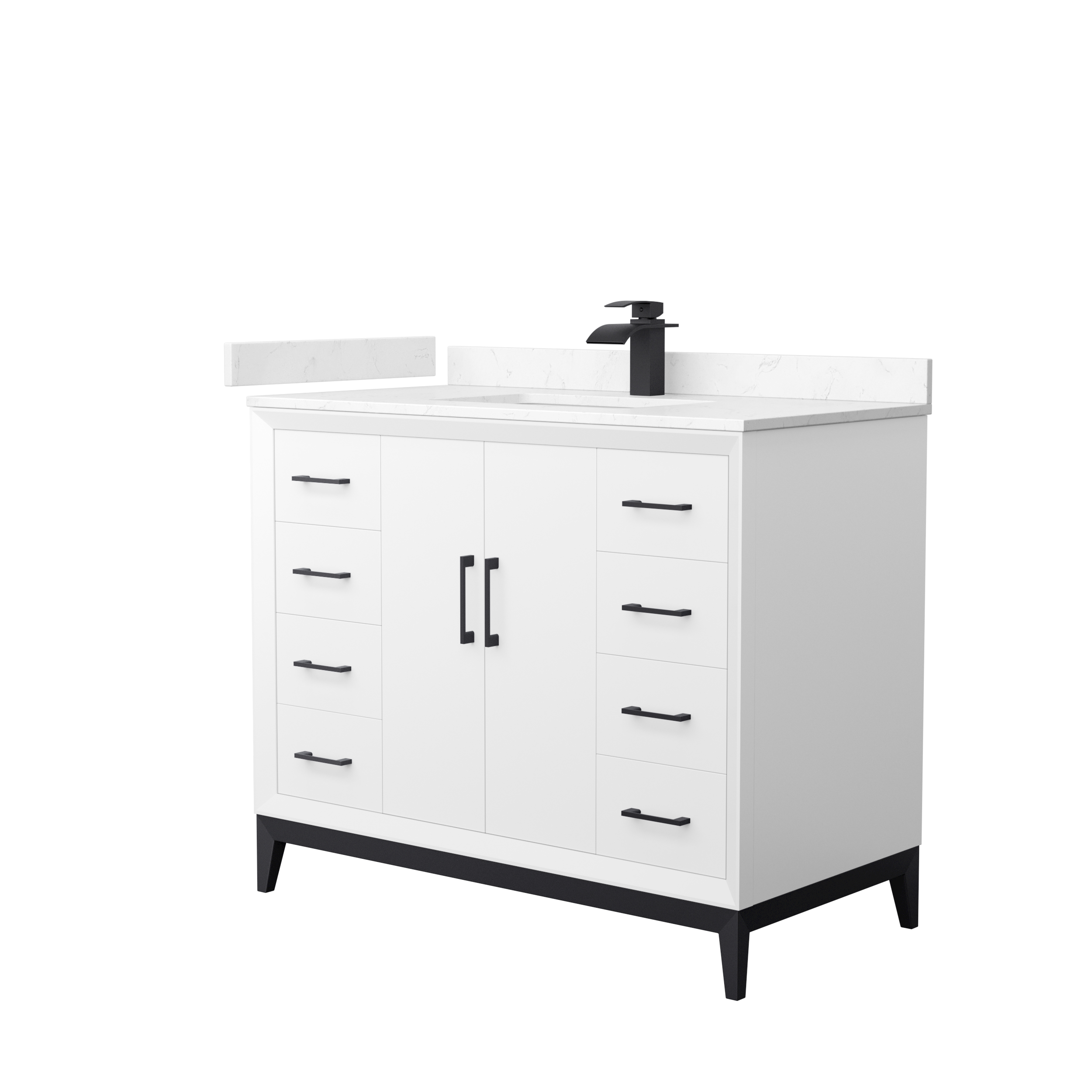 Amici 42" Single Vanity with optional Cultured Marble Counter - White WC-8181-42-SGL-VAN-WHT-