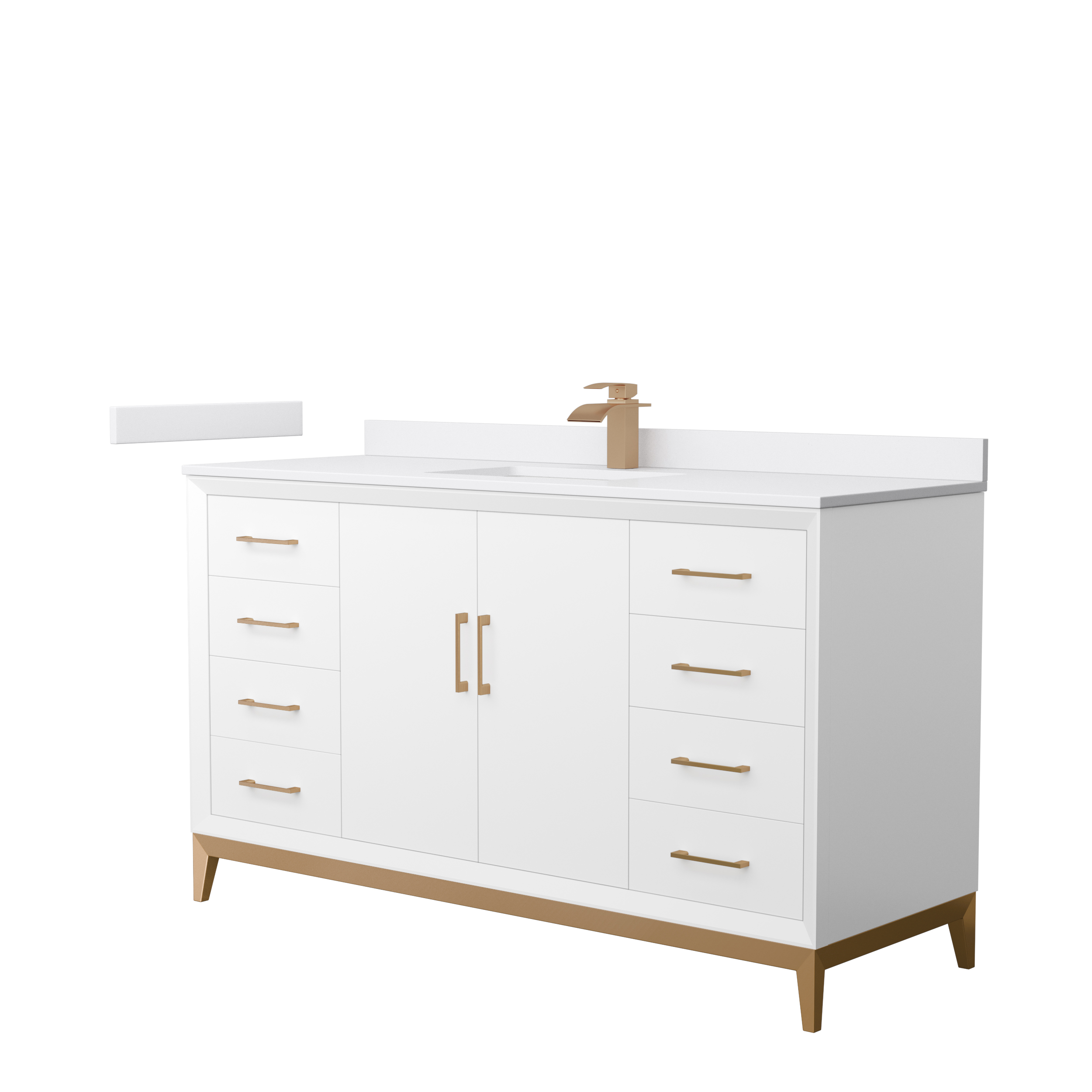 Amici 60" Single Vanity with optional Cultured Marble Counter - White WC-8181-60-SGL-VAN-WHT-