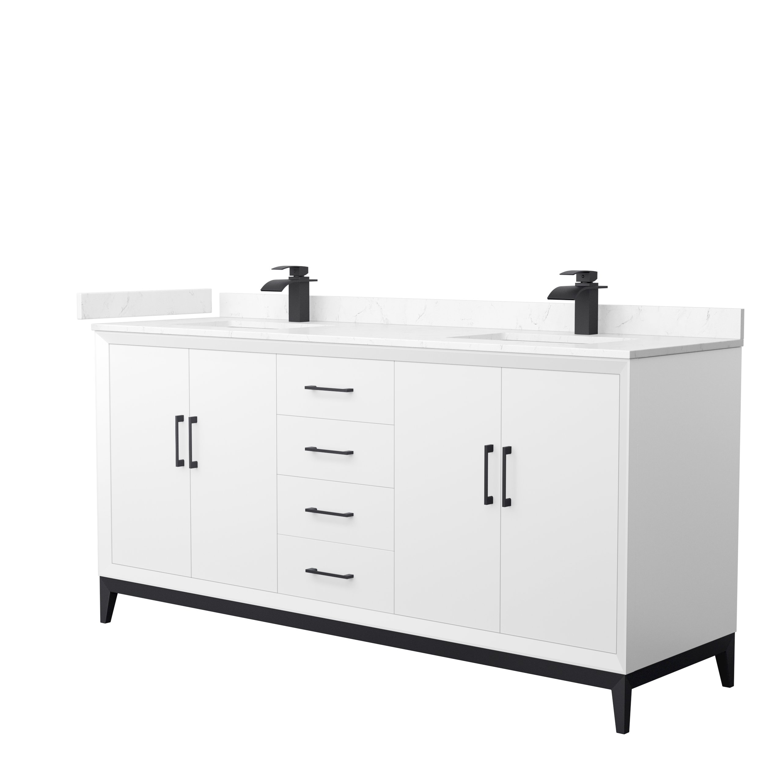 Amici 72" Double Vanity with optional Cultured Marble Counter - White WC-8181-72-DBL-VAN-WHT-