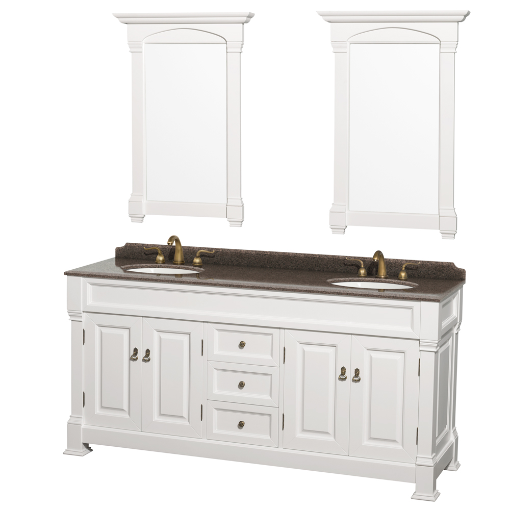 andover 72" traditional bathroom double vanity set by wyndham collection - white