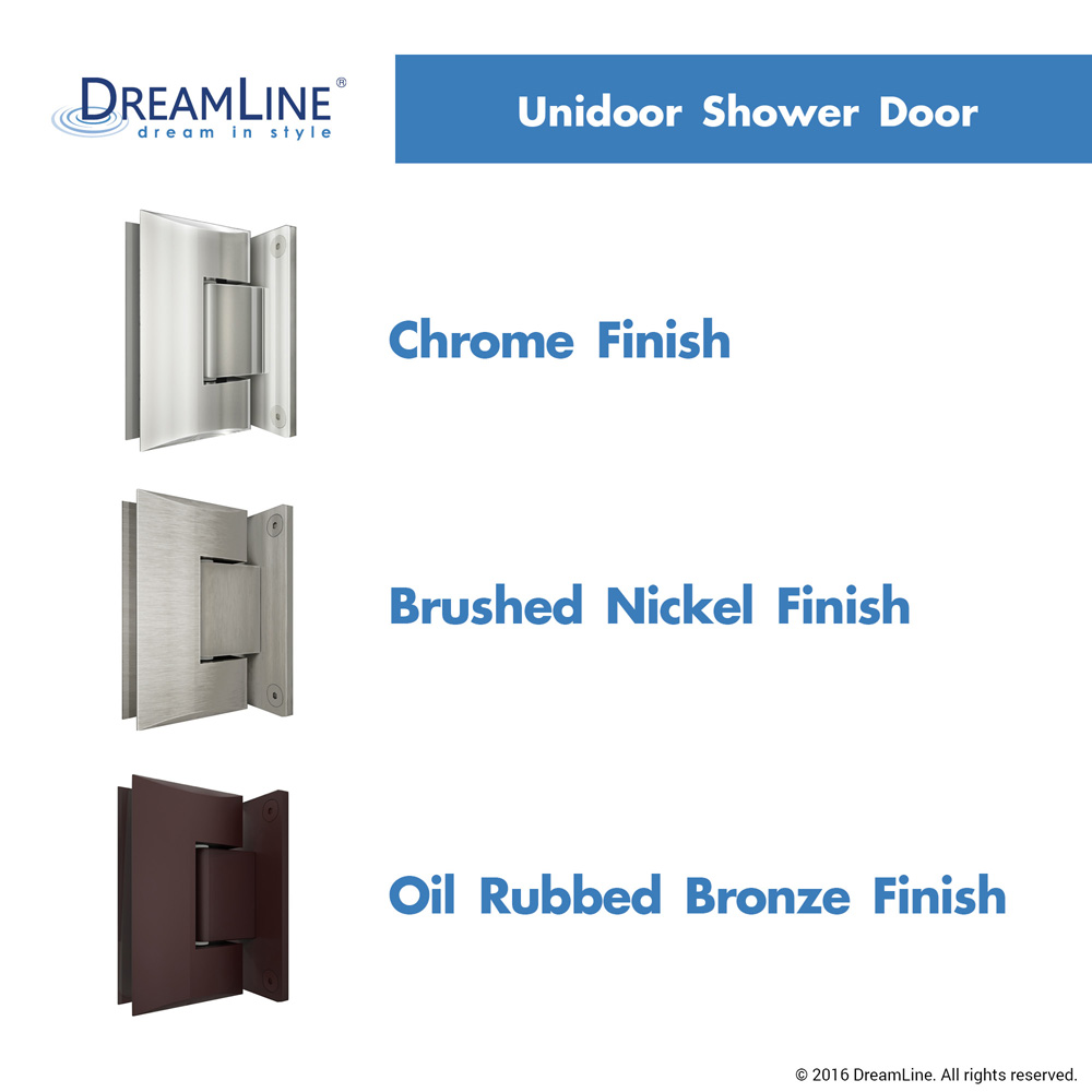 bath authority dreamline unidoor frameless hinged shower door with glass shelves (35"-43")