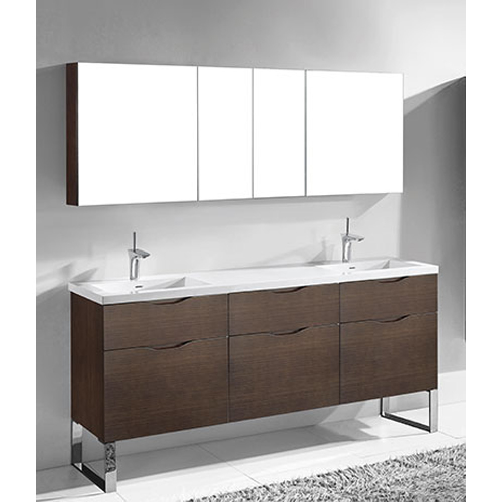 Madeli Milano 72" Double Bathroom Vanity for Integrated Basins - Walnut B200-72D-021-WA