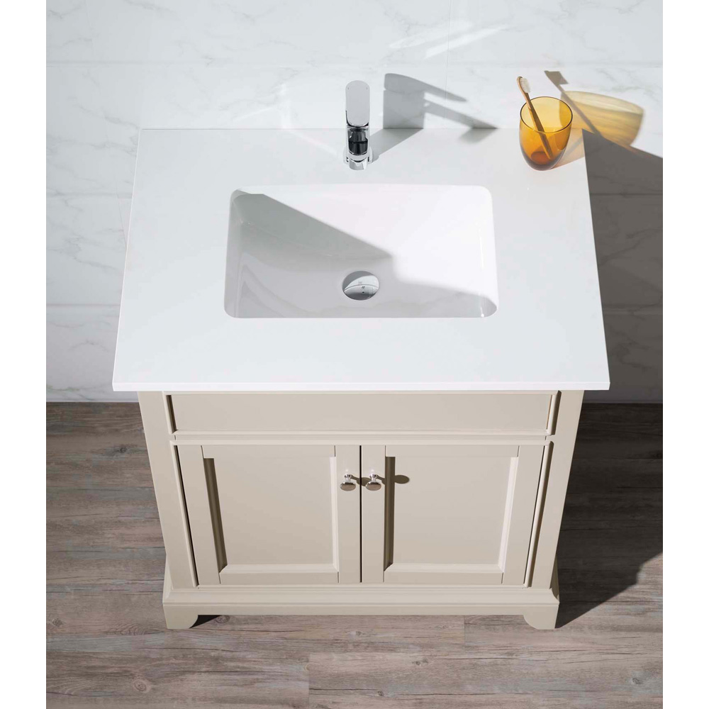 stufurhome erin 31" single sink bathroom vanity with white quartz top - beige
