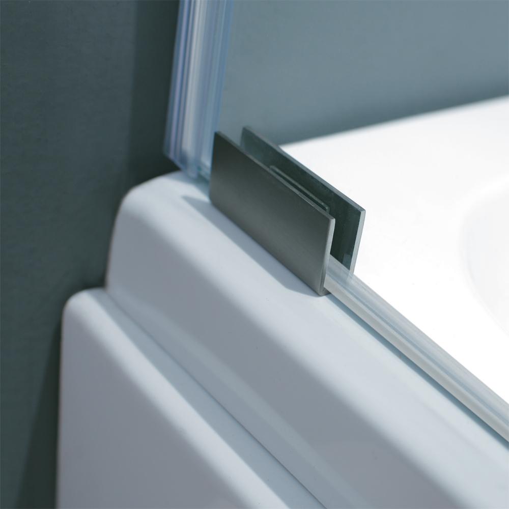 vigo 60-inch frameless shower door 3/8" clear/stainless steel hardware with white base - center drain