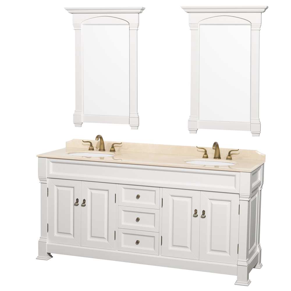 andover 72" traditional bathroom double vanity set by wyndham collection - white