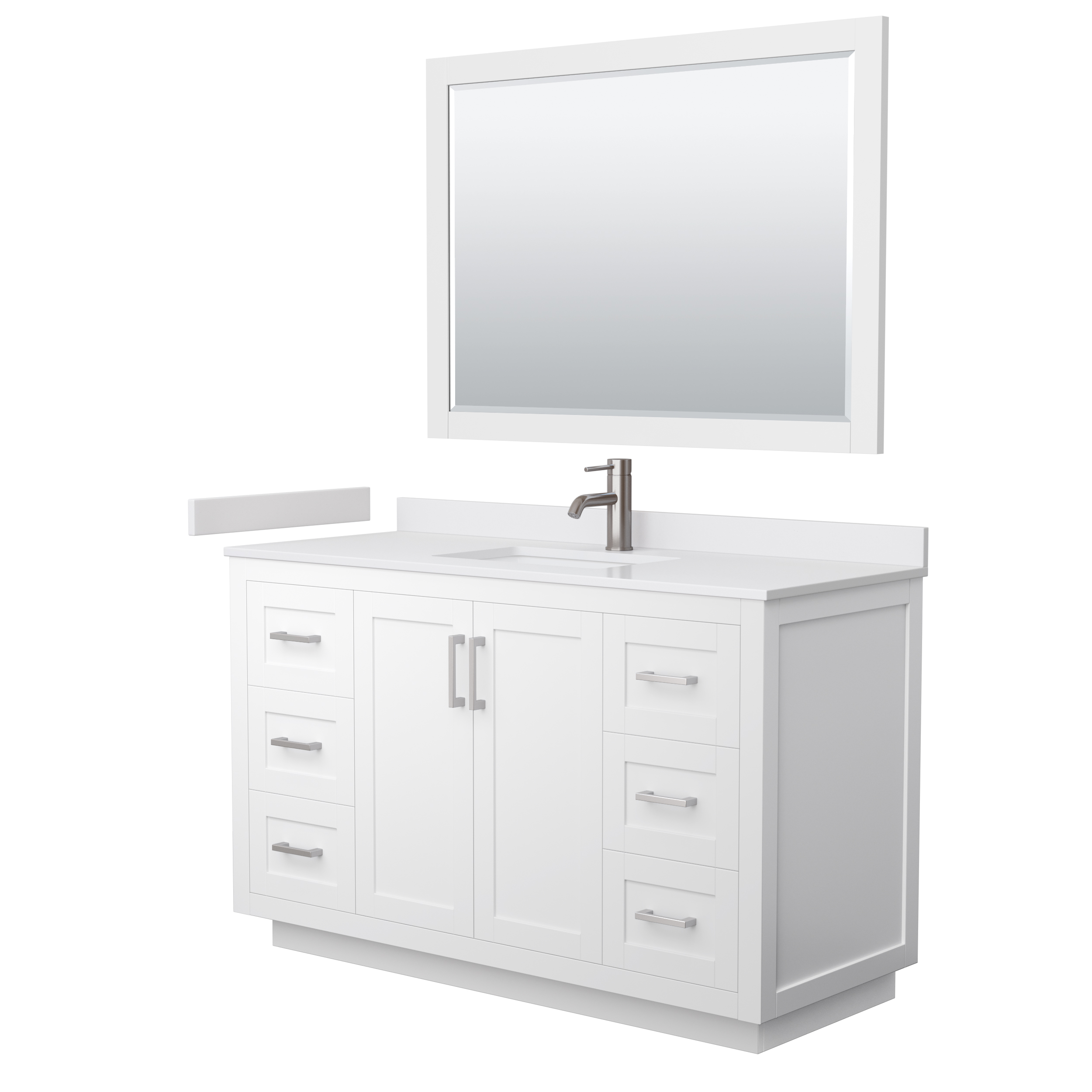 Miranda 48" Single Vanity with Cultured Marble Counter - White WC-2929-48-SGL-VAN-WHT-