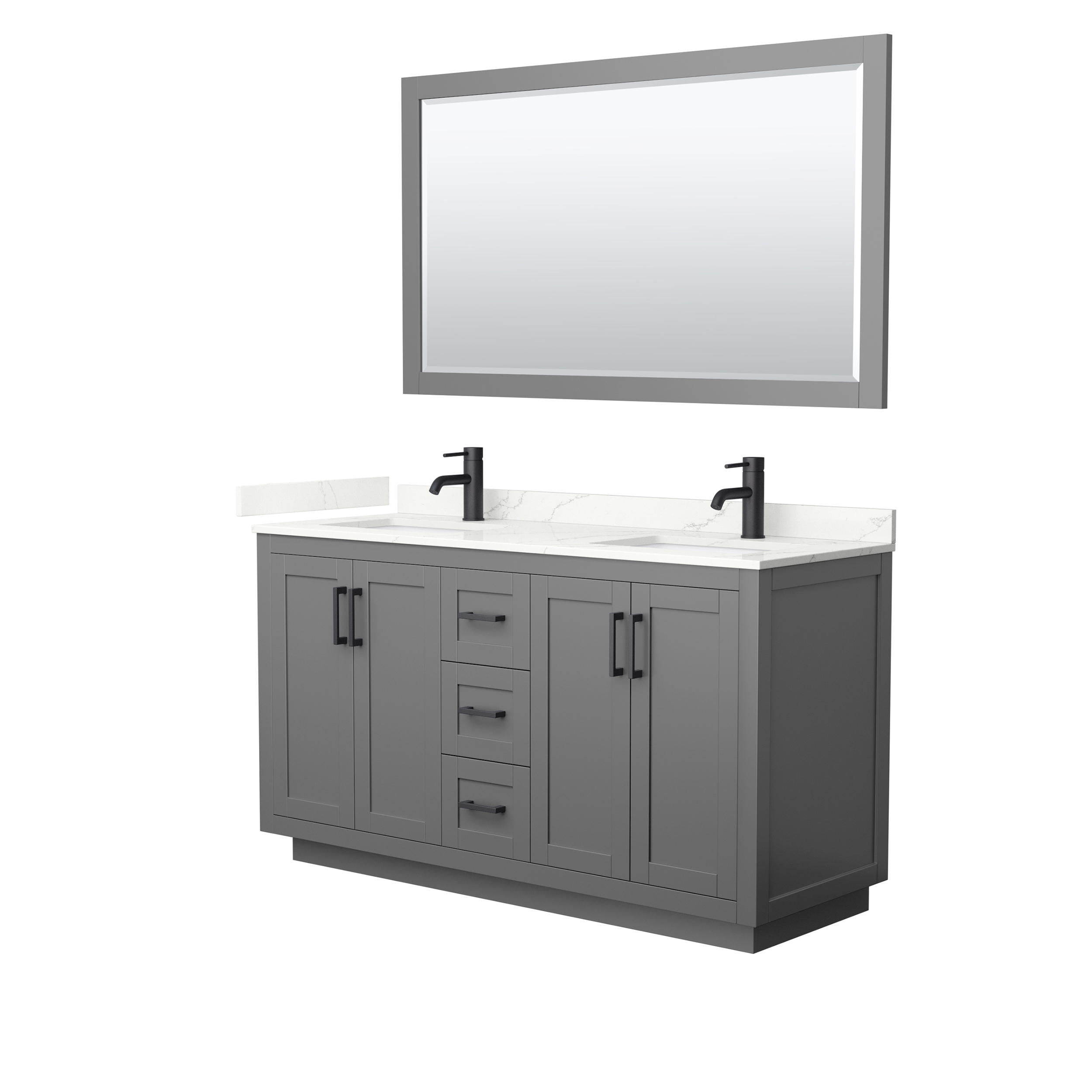 Miranda 60" Double Vanity with optional Quartz or Carrara Marble Counter - Dark Gray WC-2929-60-DBL-VAN-DKG__