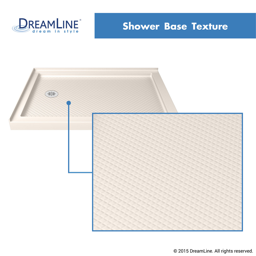 bath authority dreamline slimline double threshold shower base (34" by 48") - biscuit
