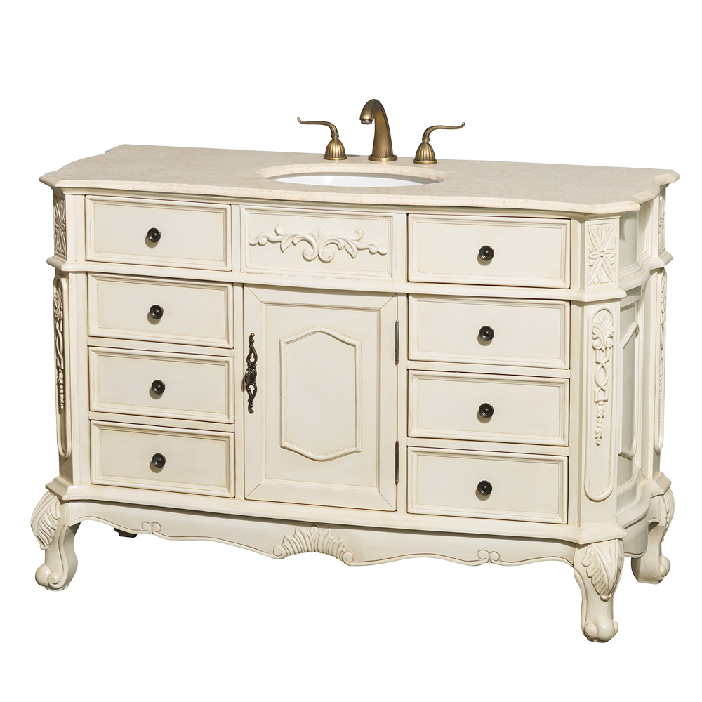 colby 50" traditional bathroom vanity with drawers - antique white