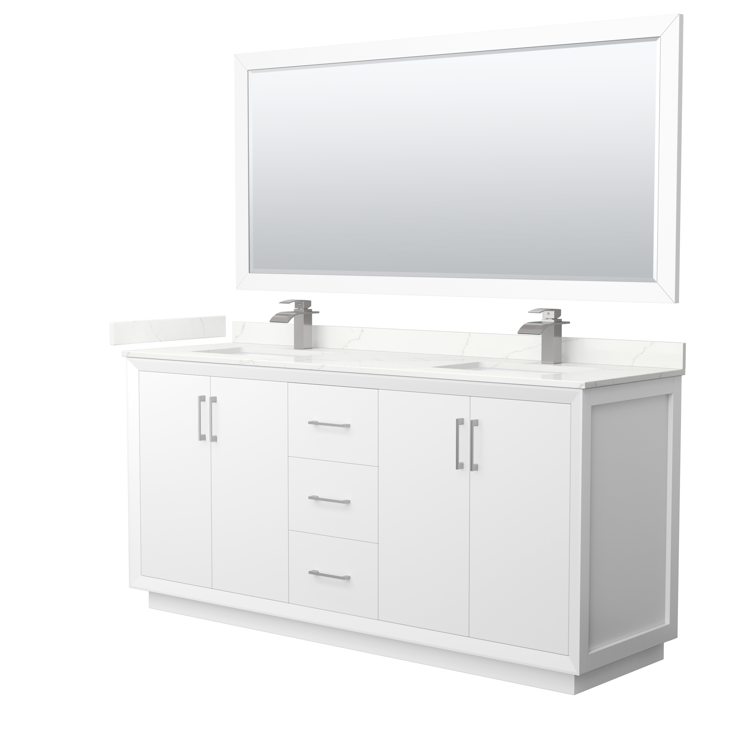 strada 72" double vanity with optional quartz or carrara marble counter - white
