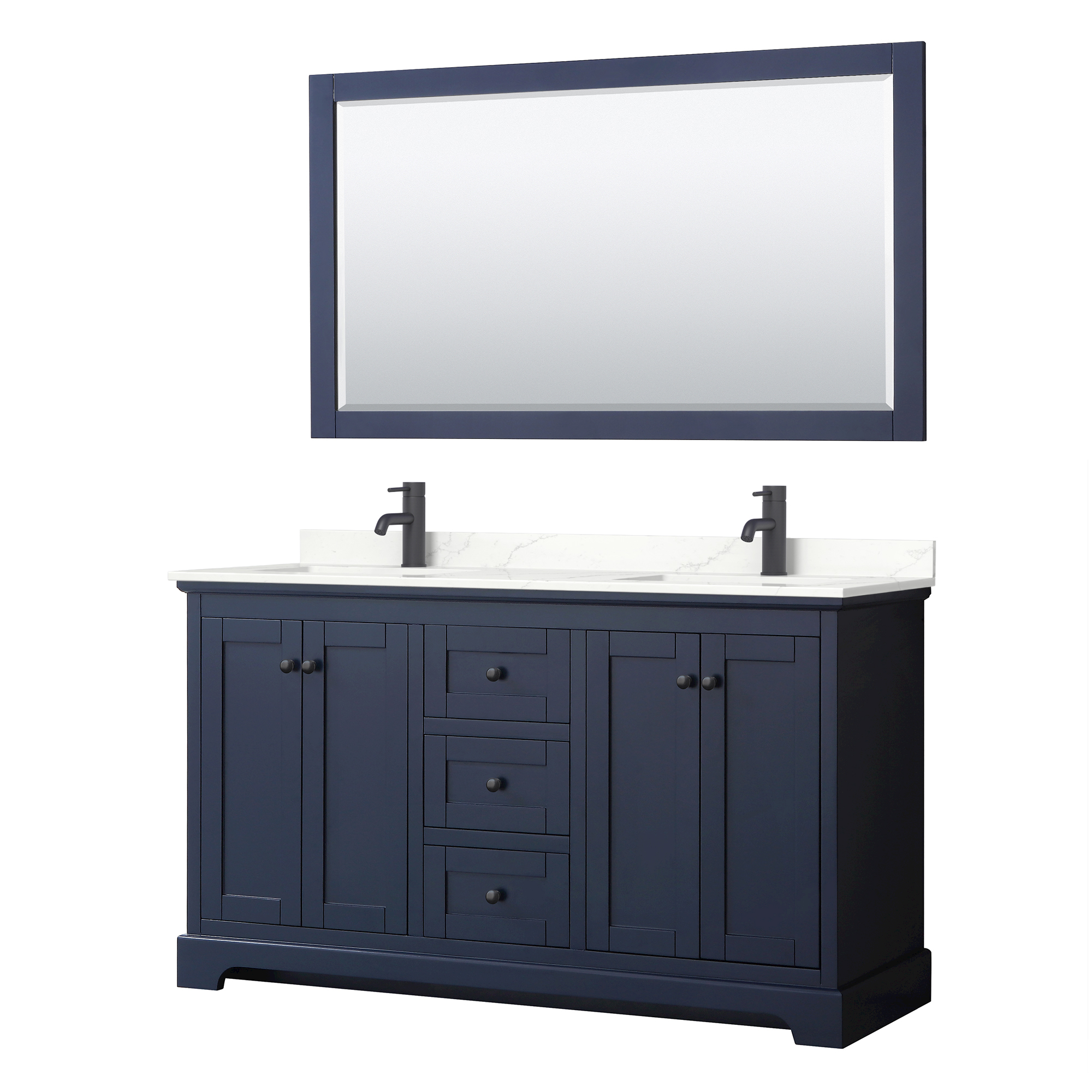 avery 60" double bathroom vanity by wyndham collection - dark blue